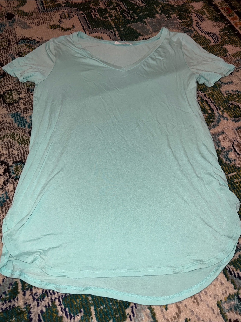 Women's Light Aqua V-Neck Short Sleeve Tee